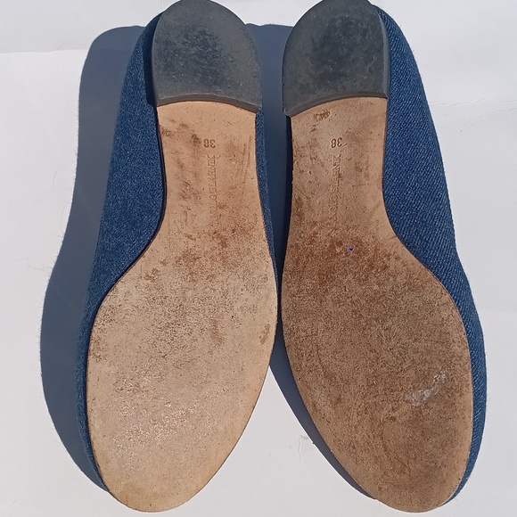 Manolo Blahnik TERE Jeans Denim Round Toe Ballet Flats Size 7 - Picture 6 of 10